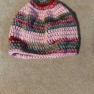 Multicolor Pink toned Crochet Beanie hand crocheted
